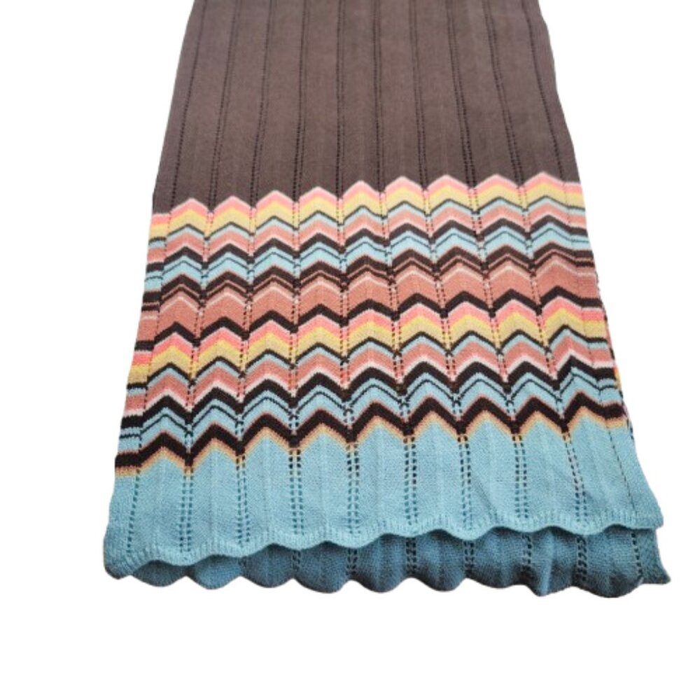 Missoni for Target Long Gloves and Scarf Set in Brown Pink Blue Chevron Stripes - Picture 4 of 11